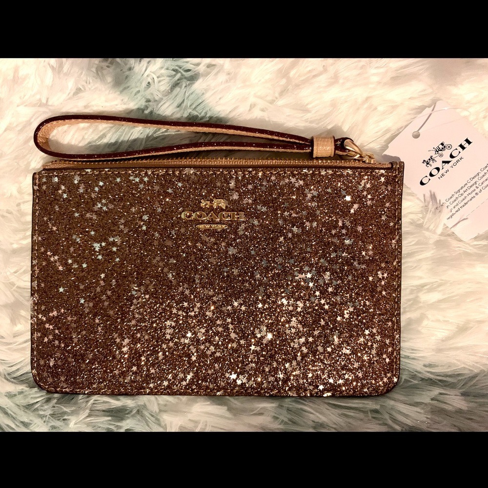 Brand New Coach•Small Gold Star Glitter Wristlet - Picture 3 of 7